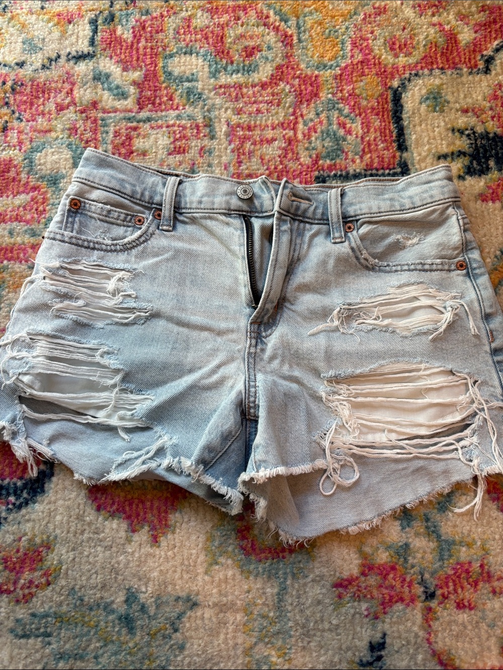 American Eagle Women’s Light Blue Distressed Denim Shorts